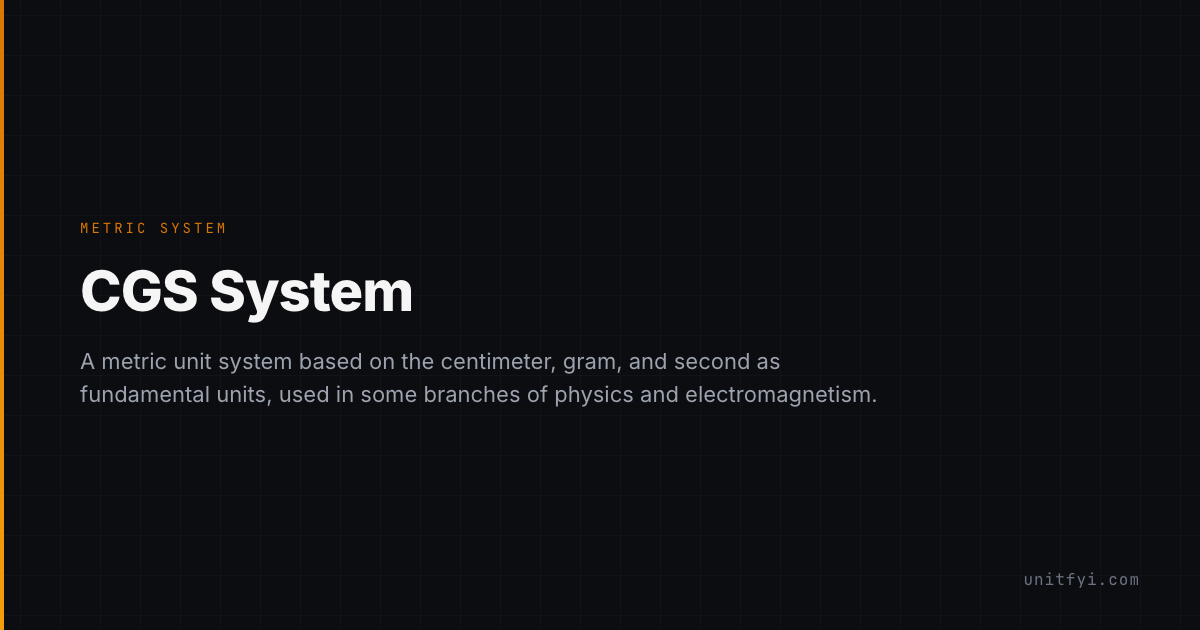 CGS System — Glossary — UnitFYI